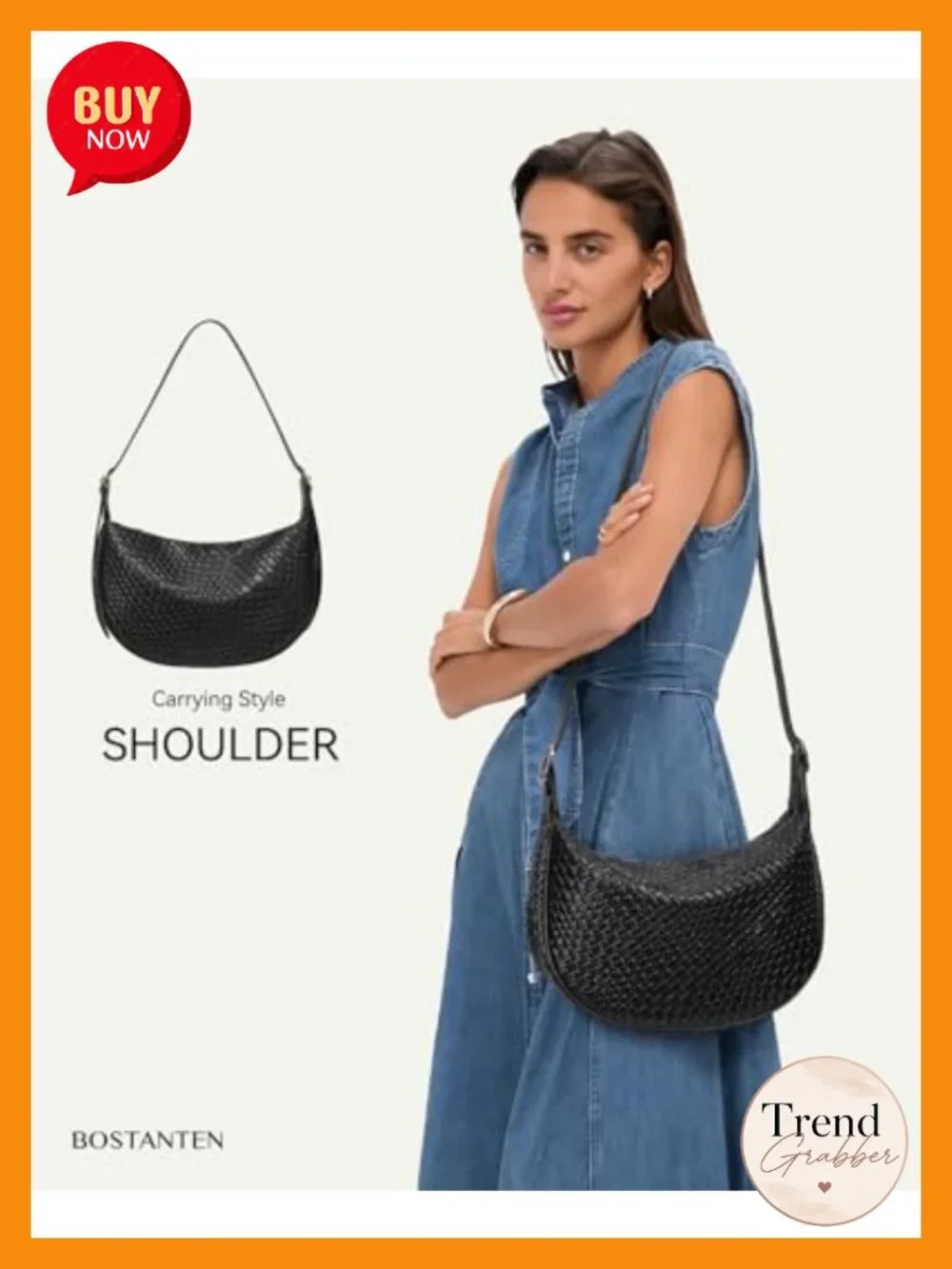 Crescent Crossbody Hobo Bag Vegan Leather Adjustable Strap Handbag
